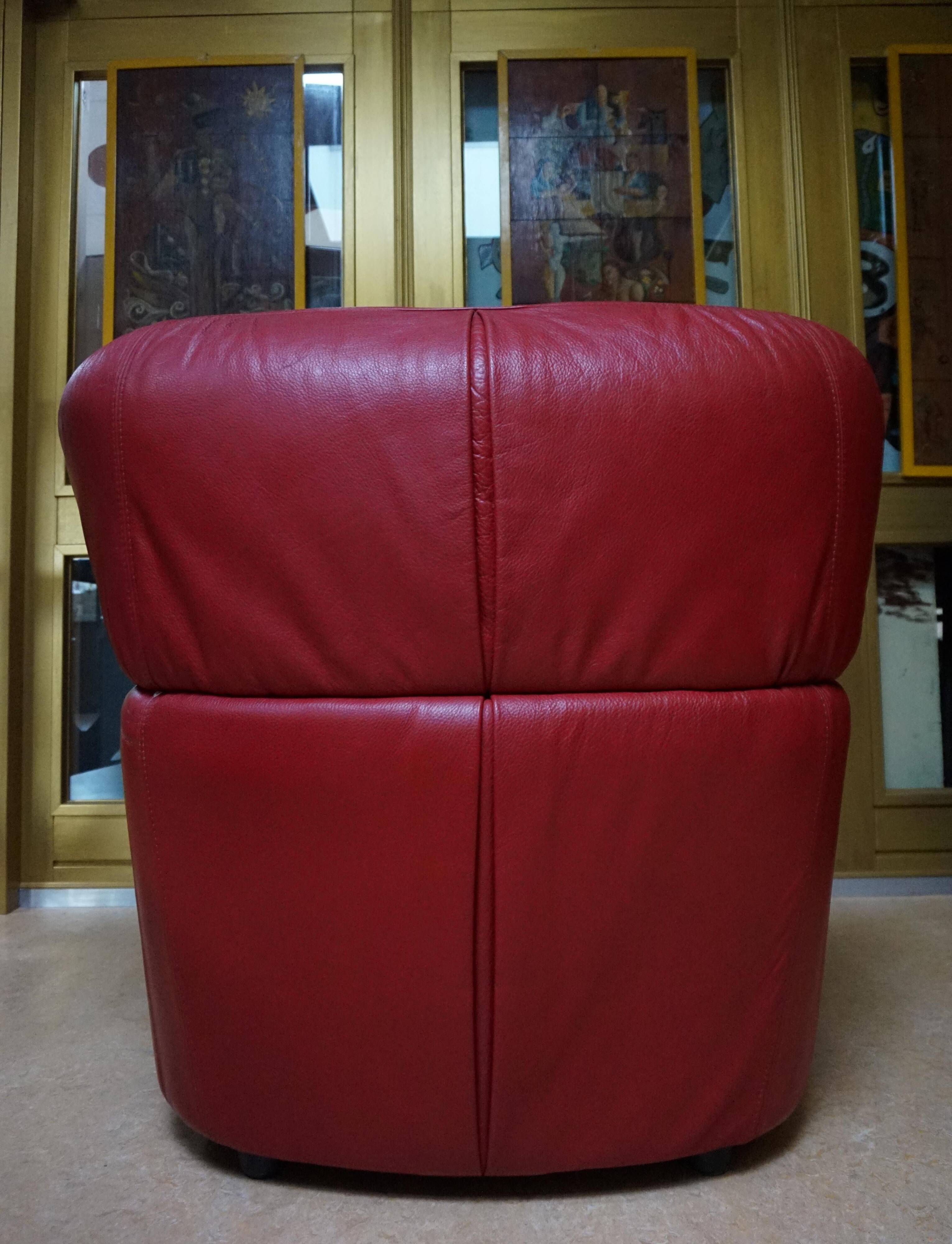 Vintage red leather Lounge Chair by Calia Italia, 1990s