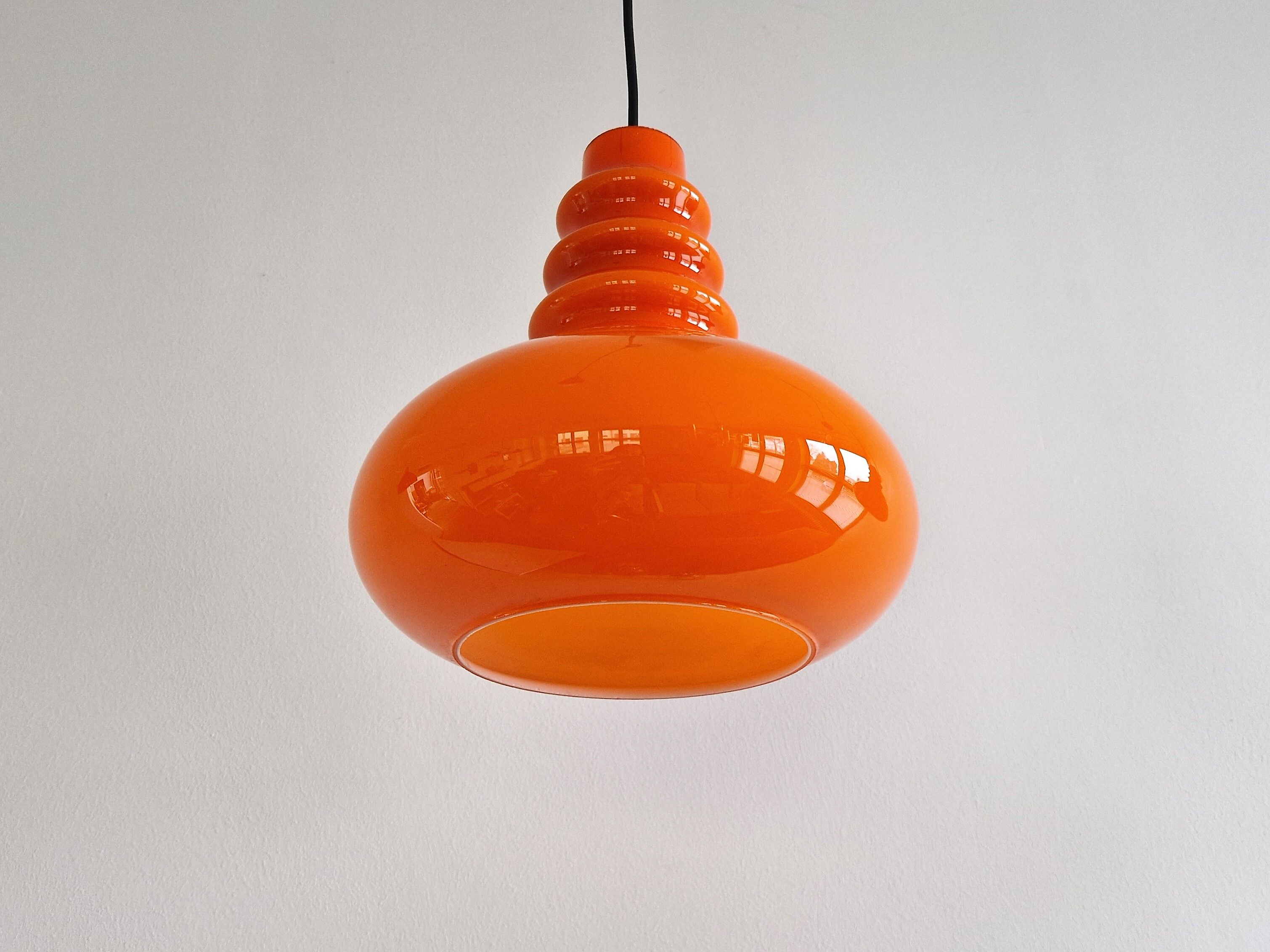German Orange Glass Pendant Lamp by Peill & Putzler, 1960s