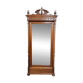 Neo-Gothic mirrored wardrobe in solid walnut – Late 19th century