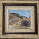 Vintage Swedish Modernist Landscape Oil Painting by Gustav Adolf Johansson 1974