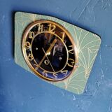 Rectangular silent vintage wall pendulum pendulum clock "golden green black"