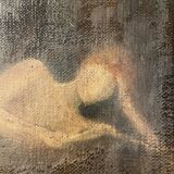 Oil on canvas signed female nude reading