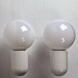 Pair of vintage space age wall lights in white plastic, Allibert 1970 bathroom bedside night light