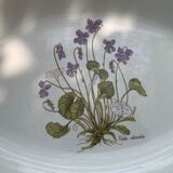 Plat de service en faïence modèle herbier, viola odorata moulin des loups orchies france vintage