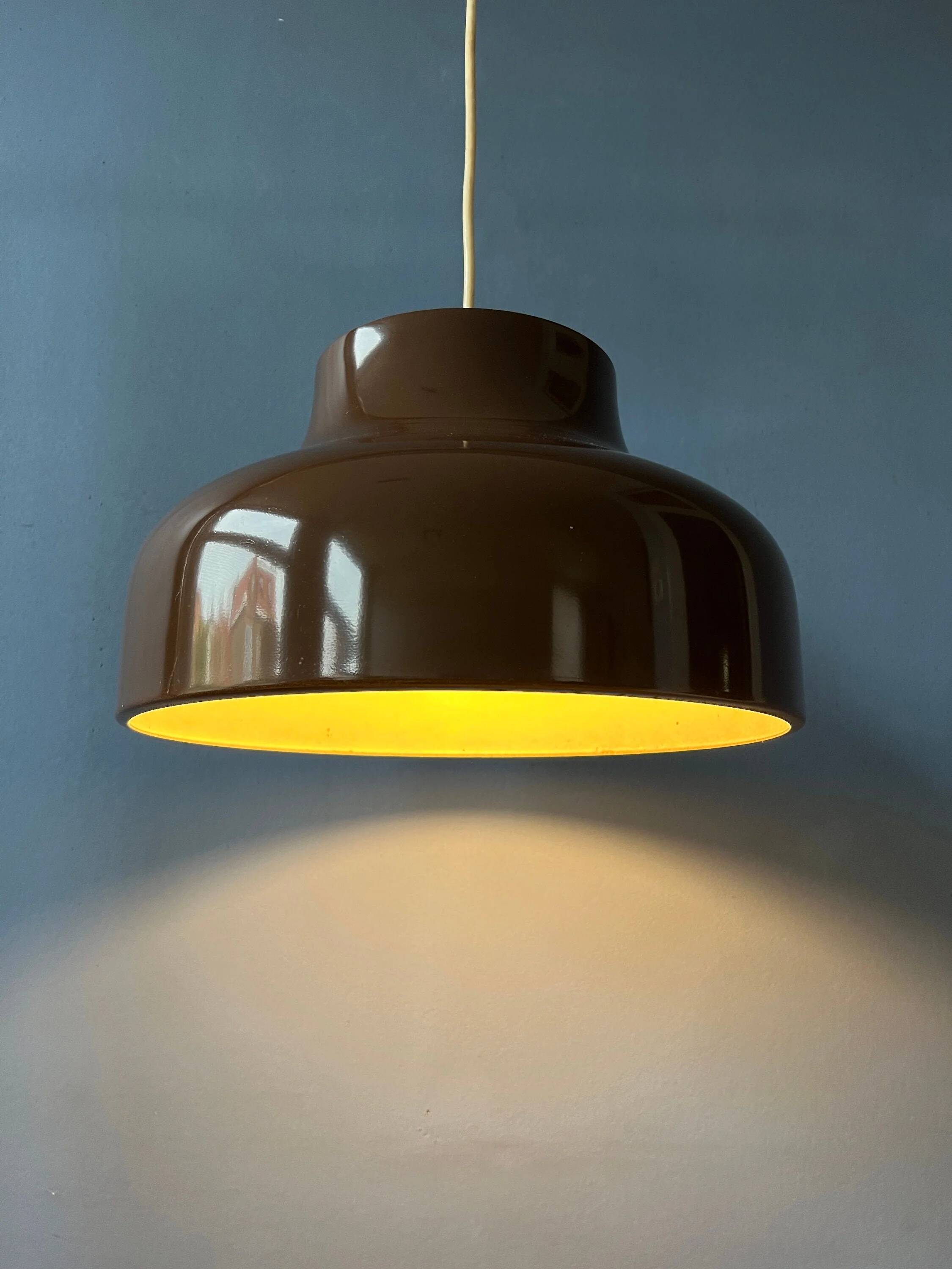 Vintage mid-century brown metal pendant light
