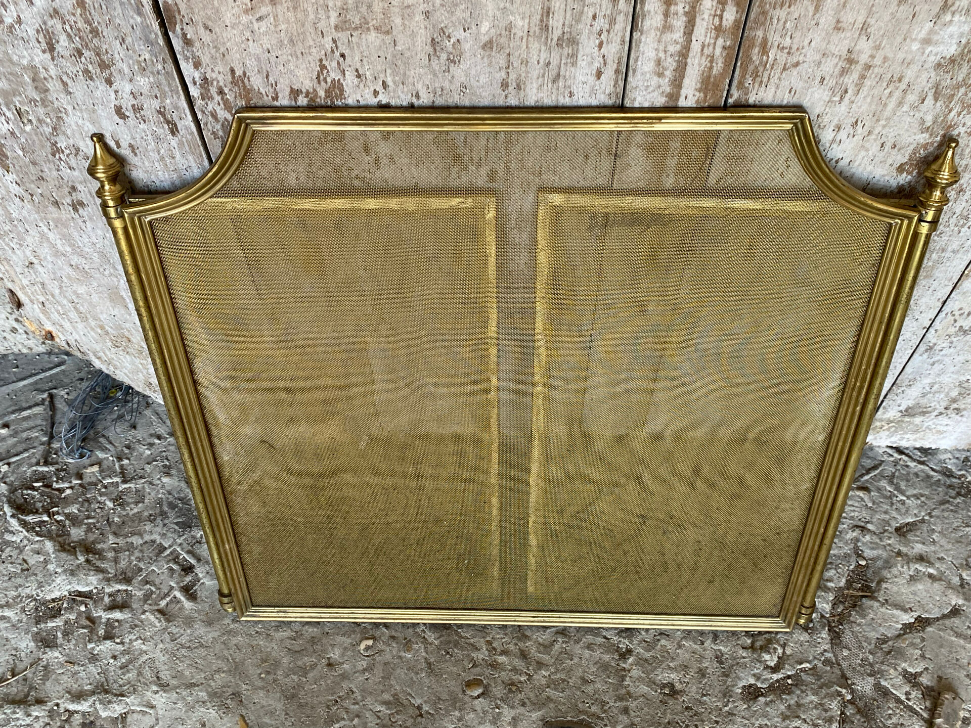 Fire Screen Grate Fireplace 3 Panels Brass 1970s Vintage