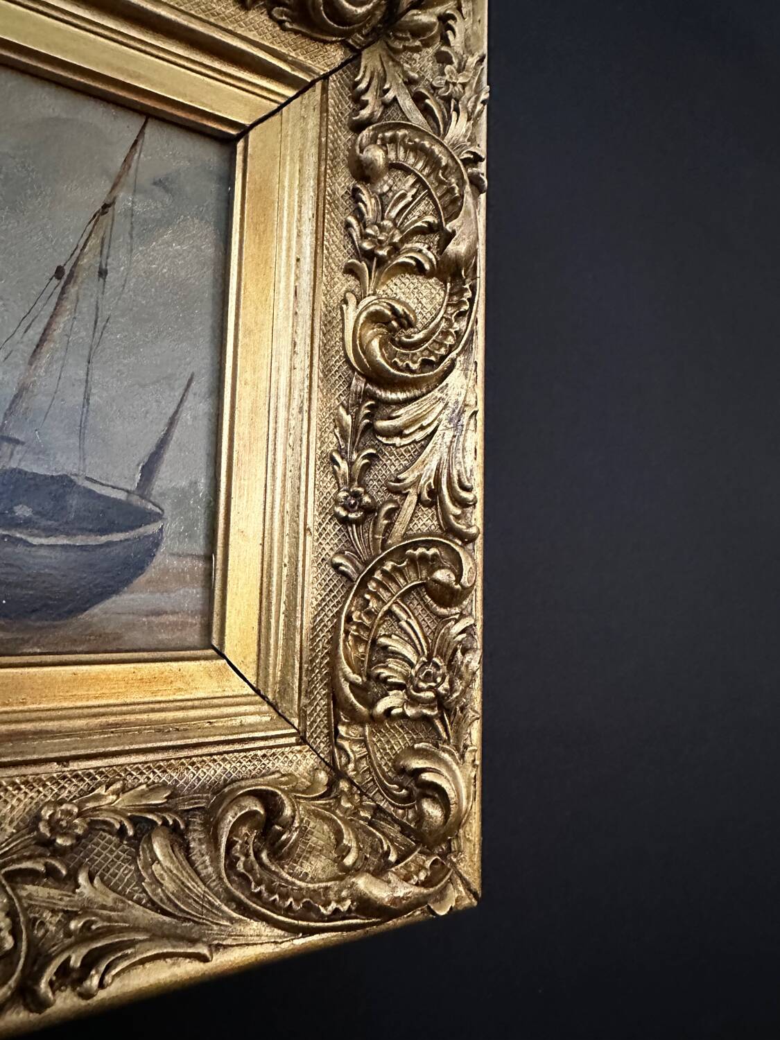 Oil painting on wood with its restored Rocaille frame - Paris