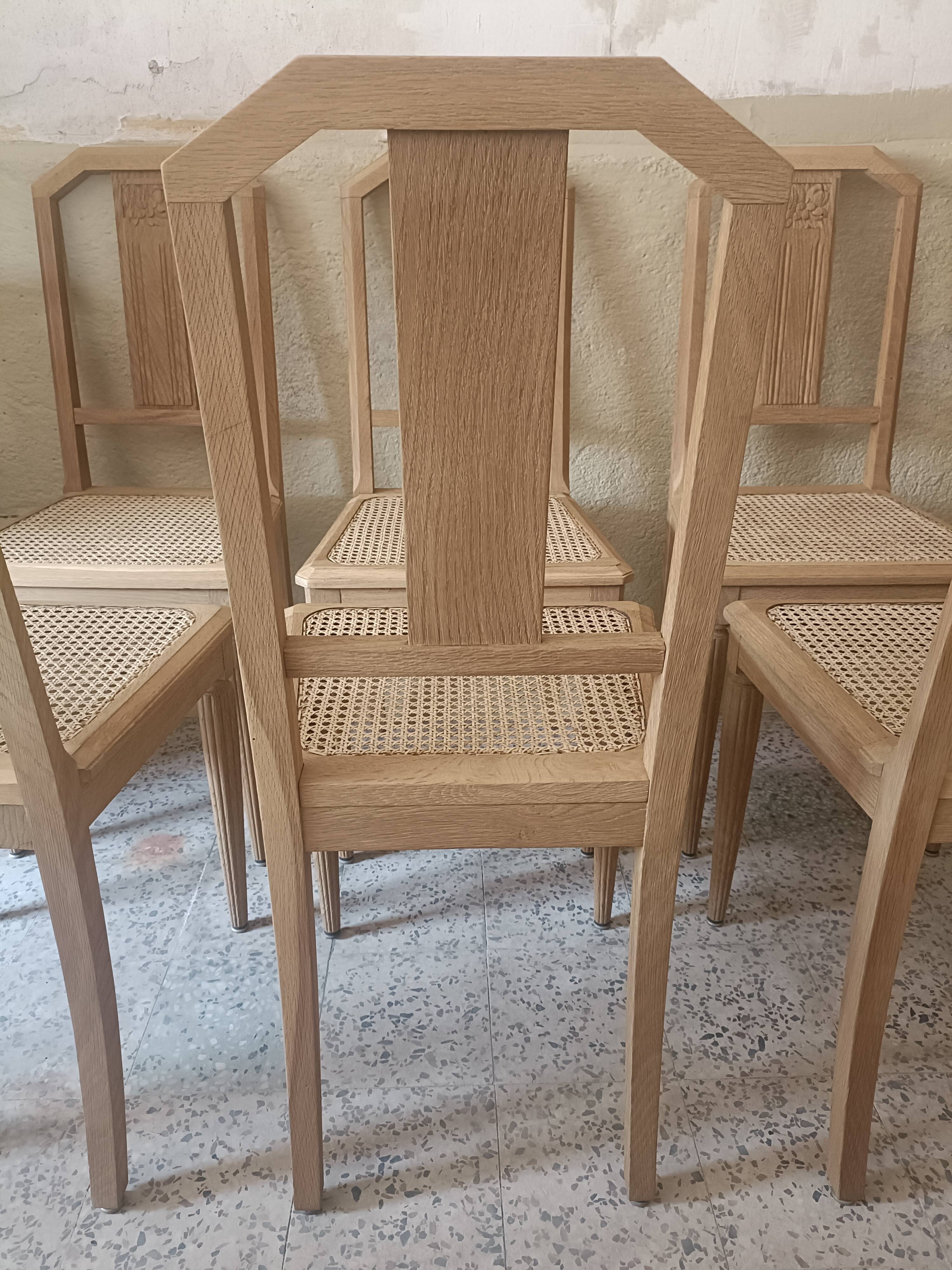 6 chaises cannées art déco rénovées