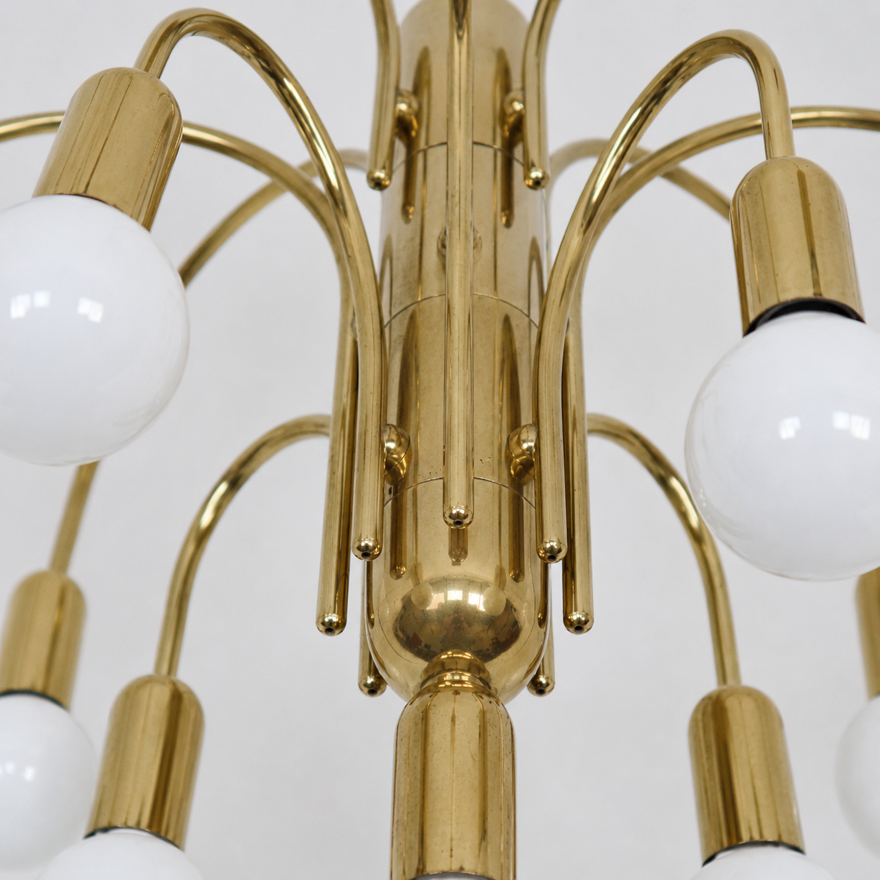 Vintage gold chandelier pendant lamp from the 1970s