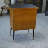 Folding occasional desk, steel, brass and oak, 1960s
