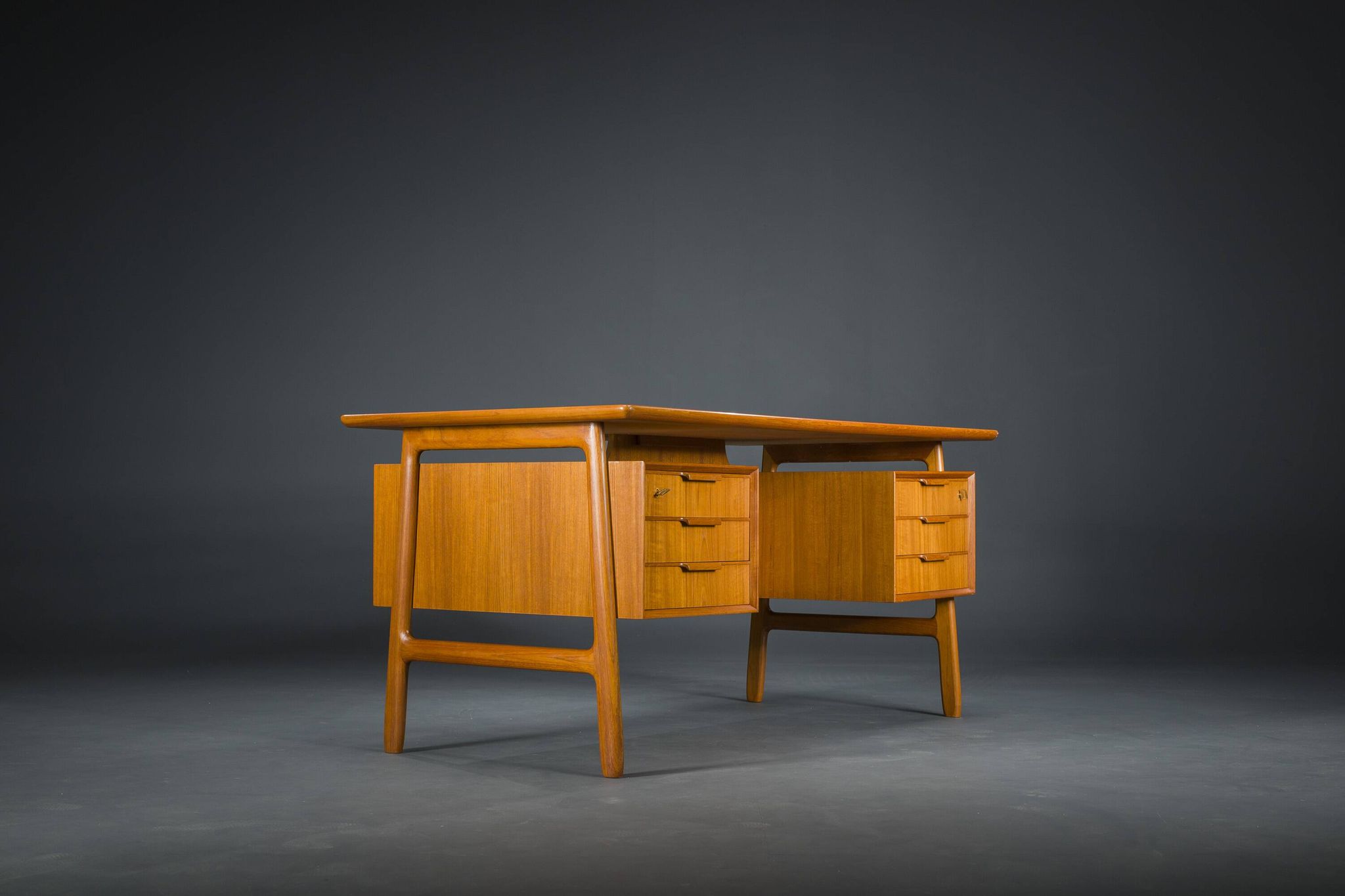 Model 75 Teak Desk by Gunni Omann for Omann Jun Furniture Factory, 1960s