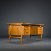 Model 75 Teak Desk by Gunni Omann for Omann Jun Furniture Factory, 1960s