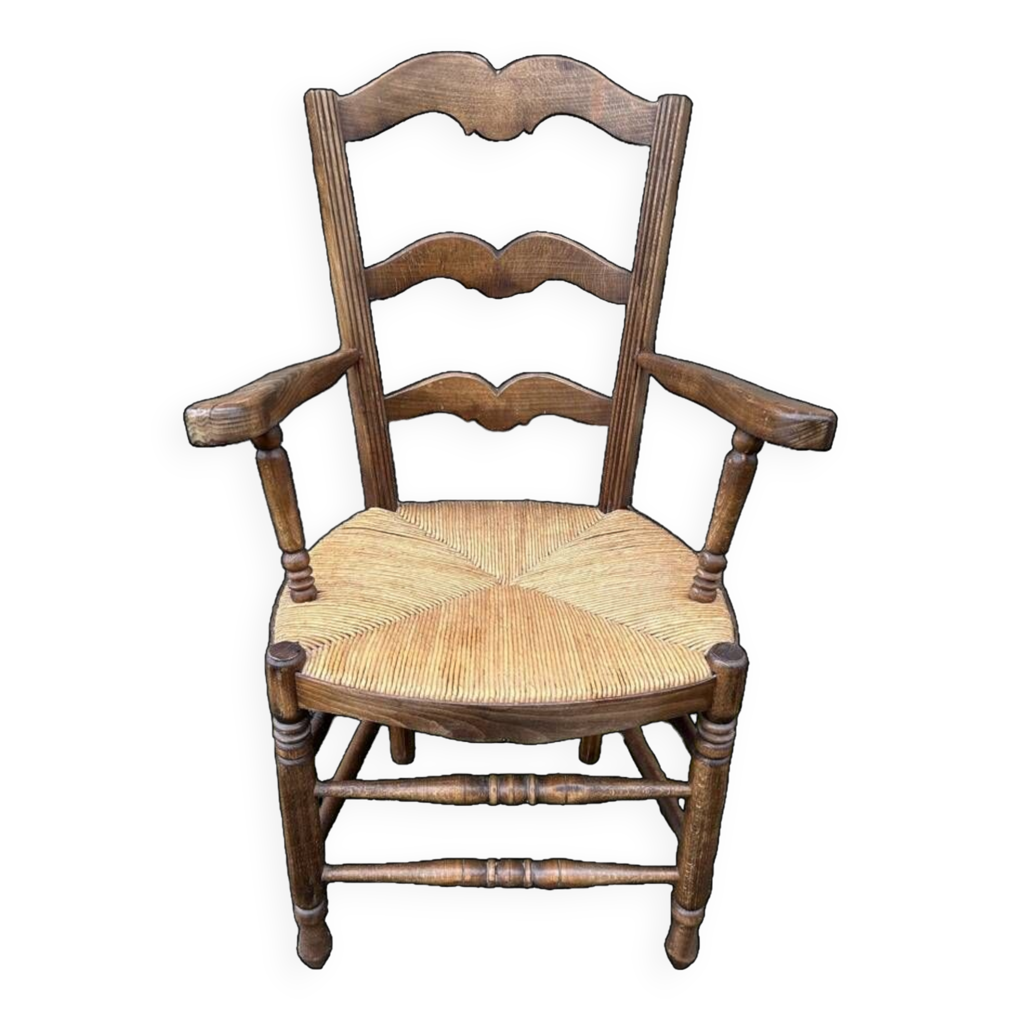Provencal armchair, straw, vintage, early 20th century.