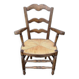 Provencal armchair, straw, vintage, early 20th century.