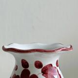 Small Italian Hand Painted Ceramic Vase, Vintage Red Floral Pattern