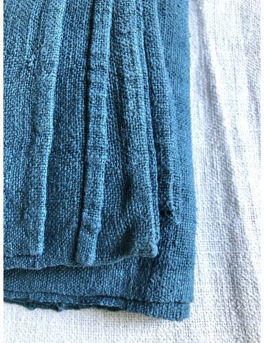 Aqua Blue Hemp Vintage Tablecloth