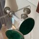Paire de bougeoirs design en lucite et métal, années 60