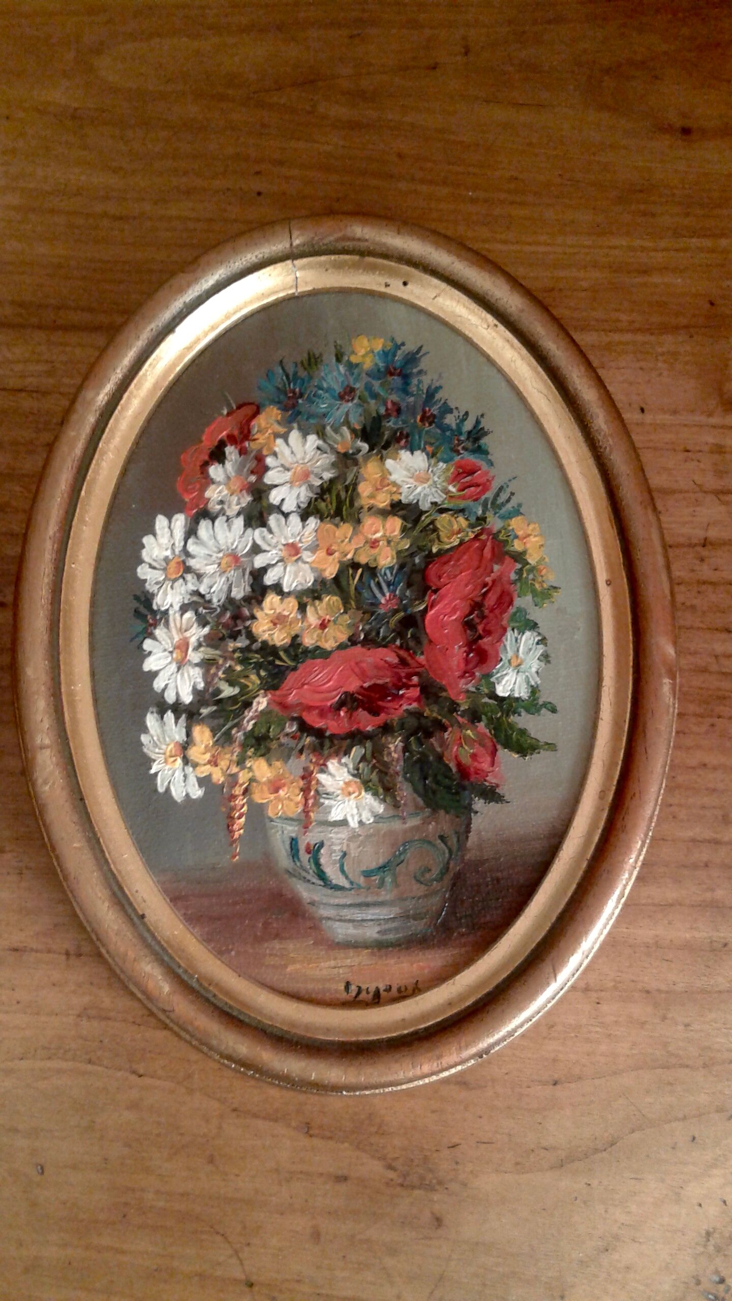 Painting tables oil bouquets of flowers