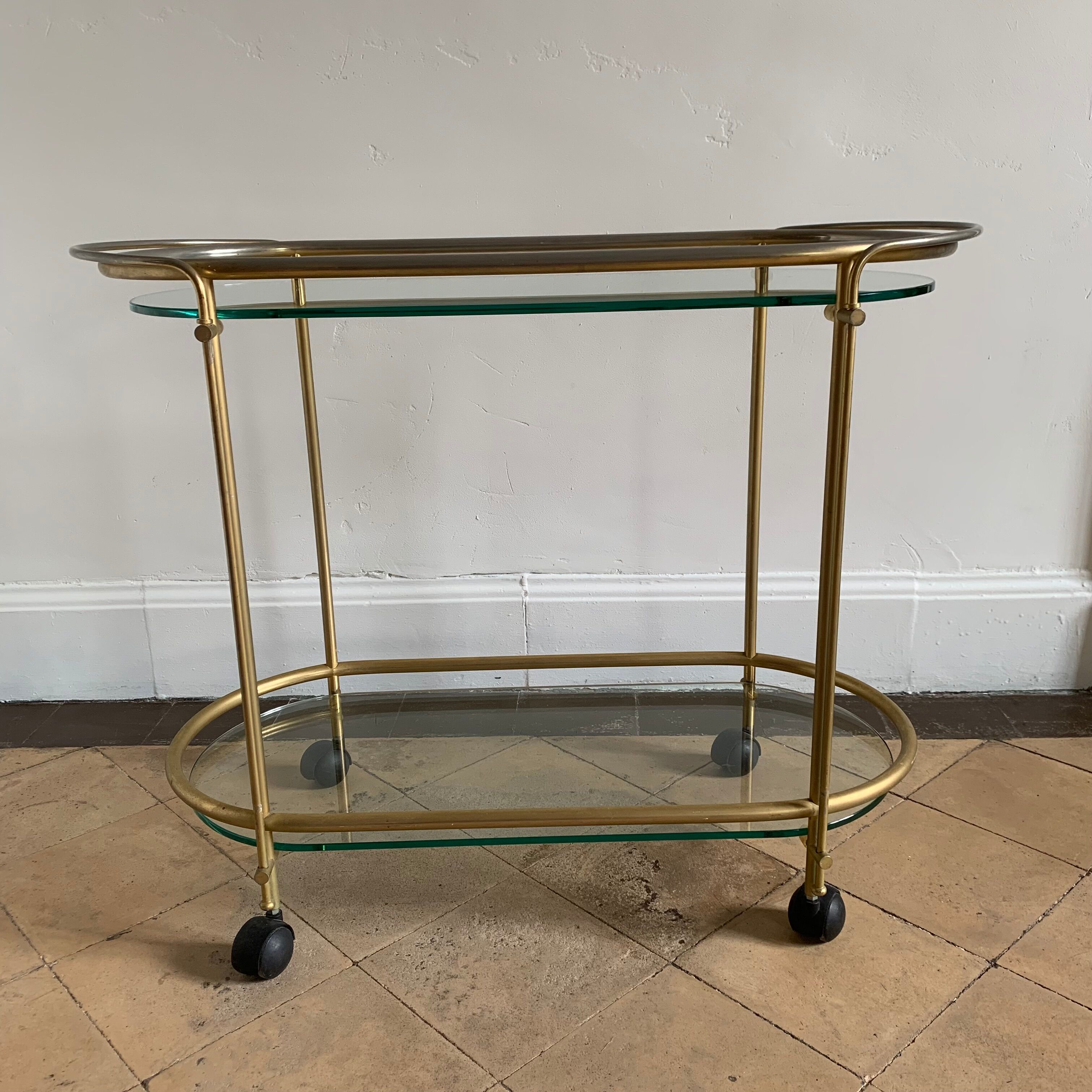 Golden brass and glass service