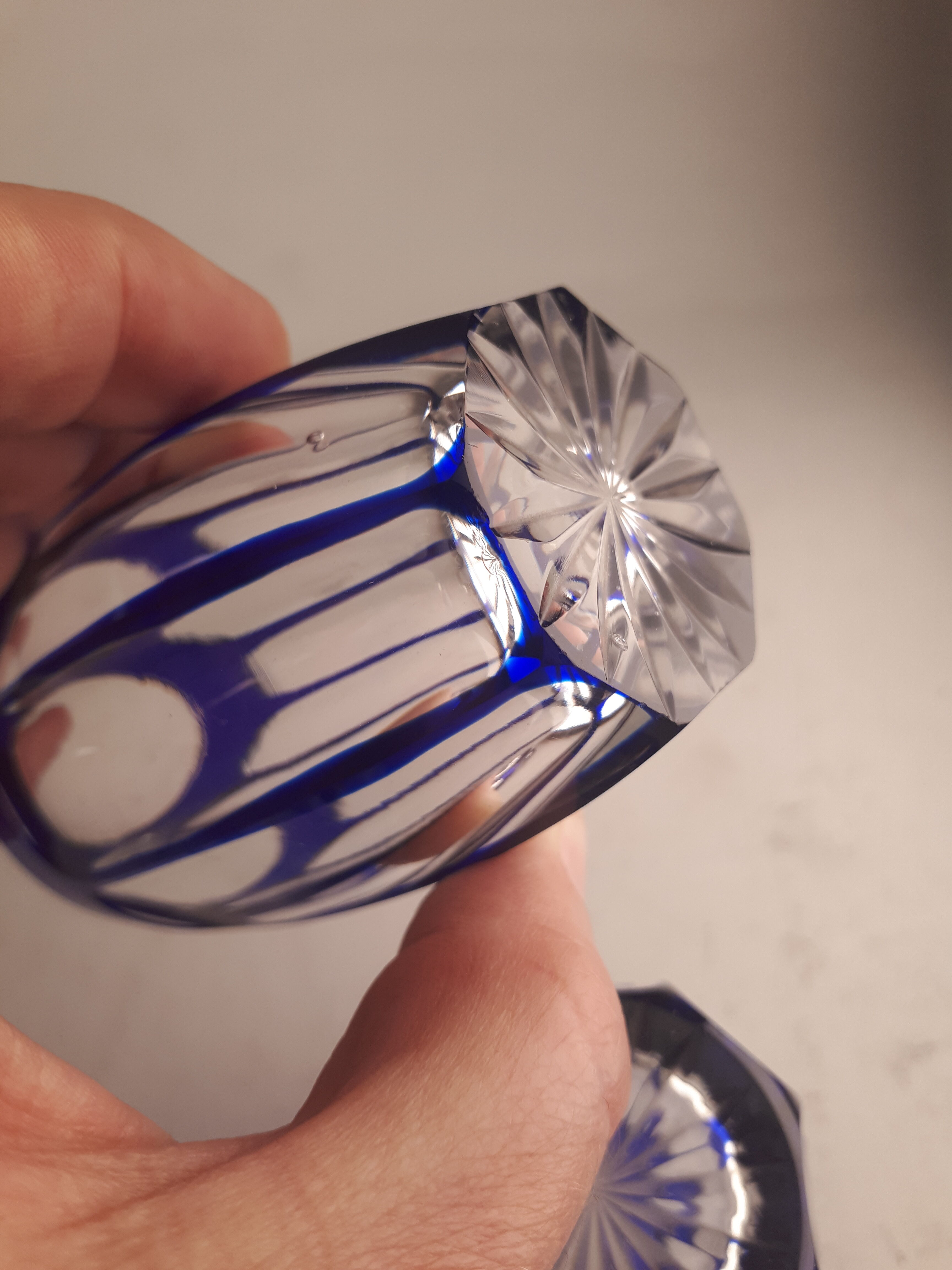 Set 5 glasses crystal liqueur style Saint Louis Baccarat blue