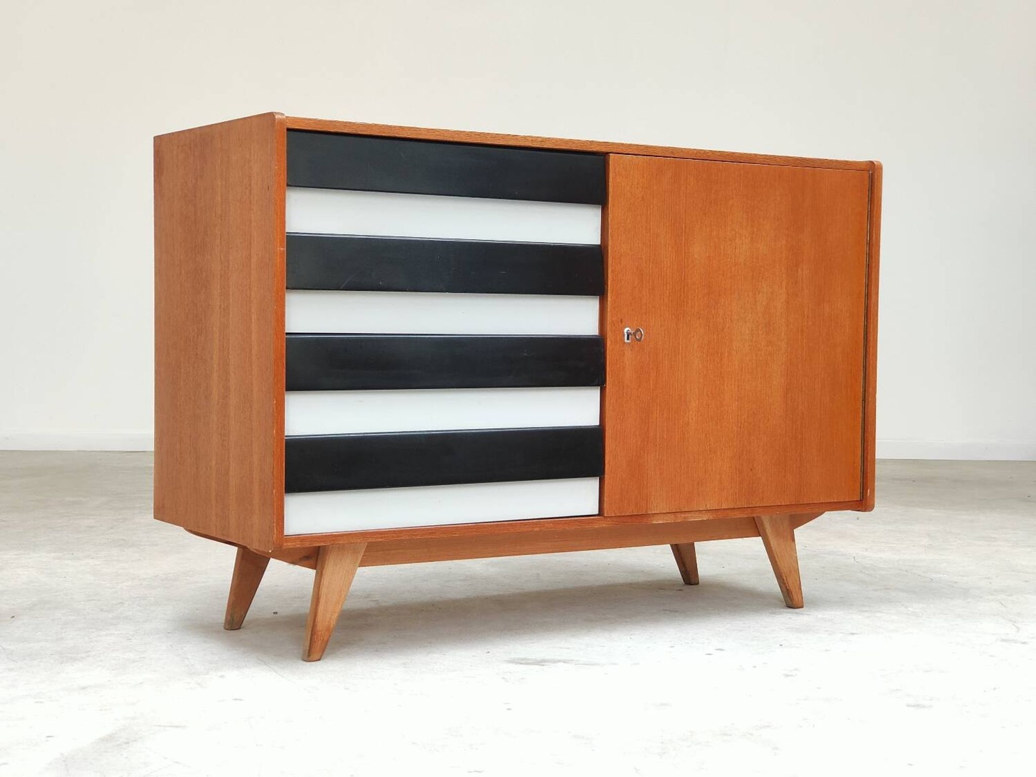 U-458 black and white sideboard by Jiri Jiroutek for Interier Praha
