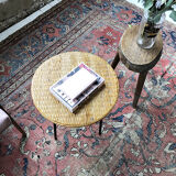 Wicker and metal coffee table
