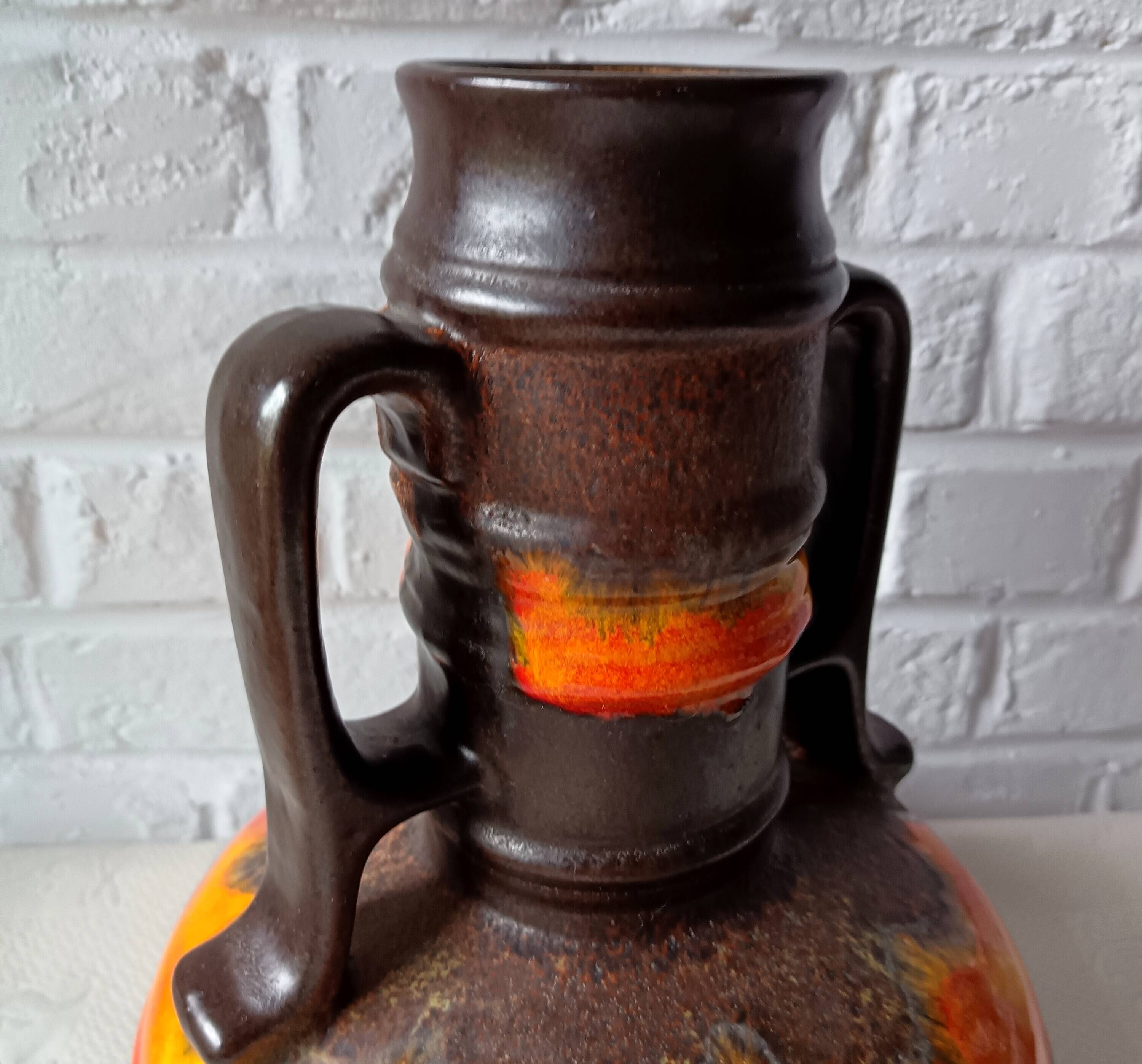 Large baluster ceramic vase, West Germany, Fat Lava 1970 vintage
