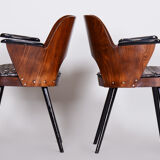 Restored Pair of Mid-Century Armchairs by Oswald Heardtl, Beech, Czechia, 1950s
