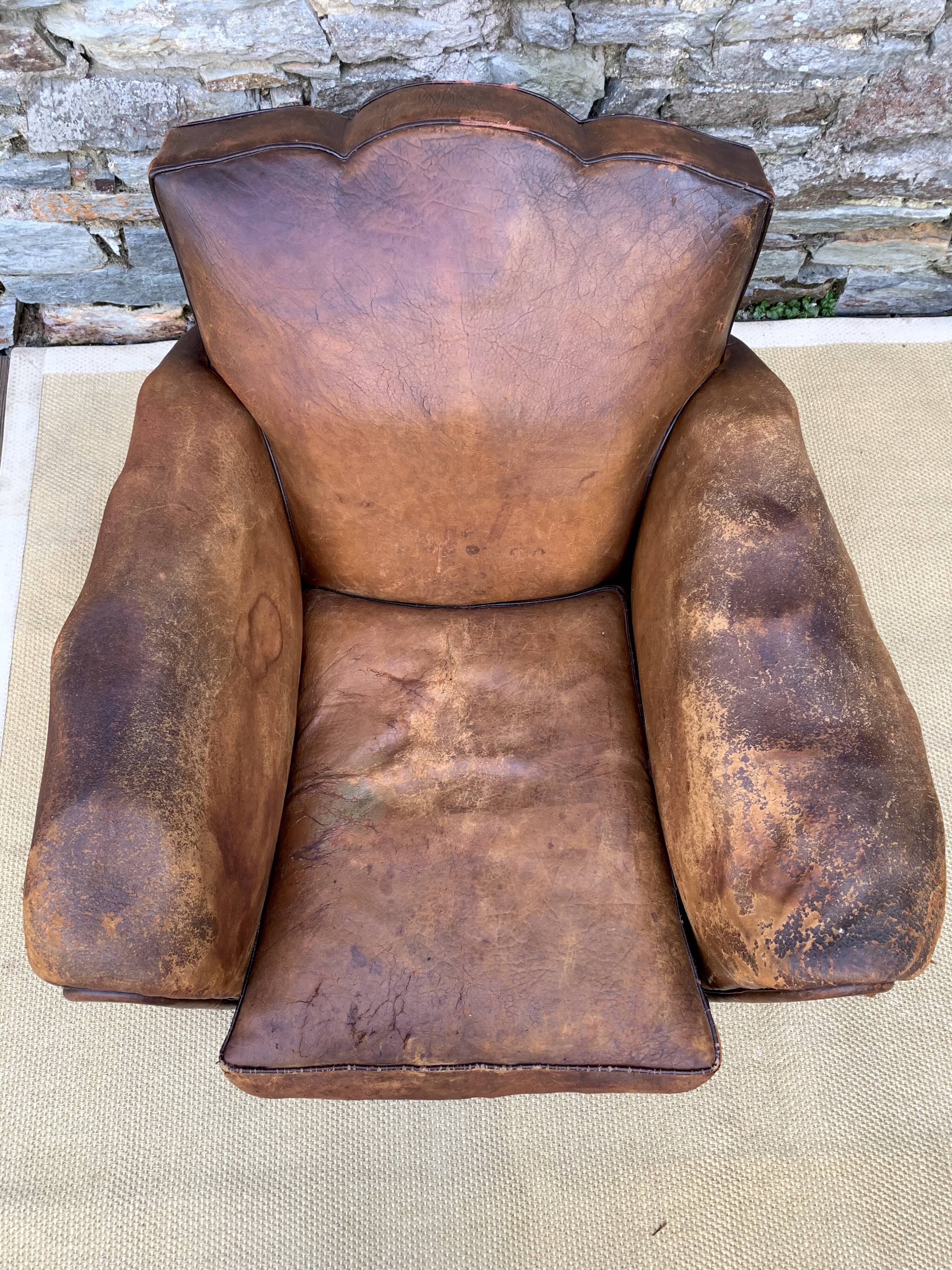 Leather club armchair 1930
