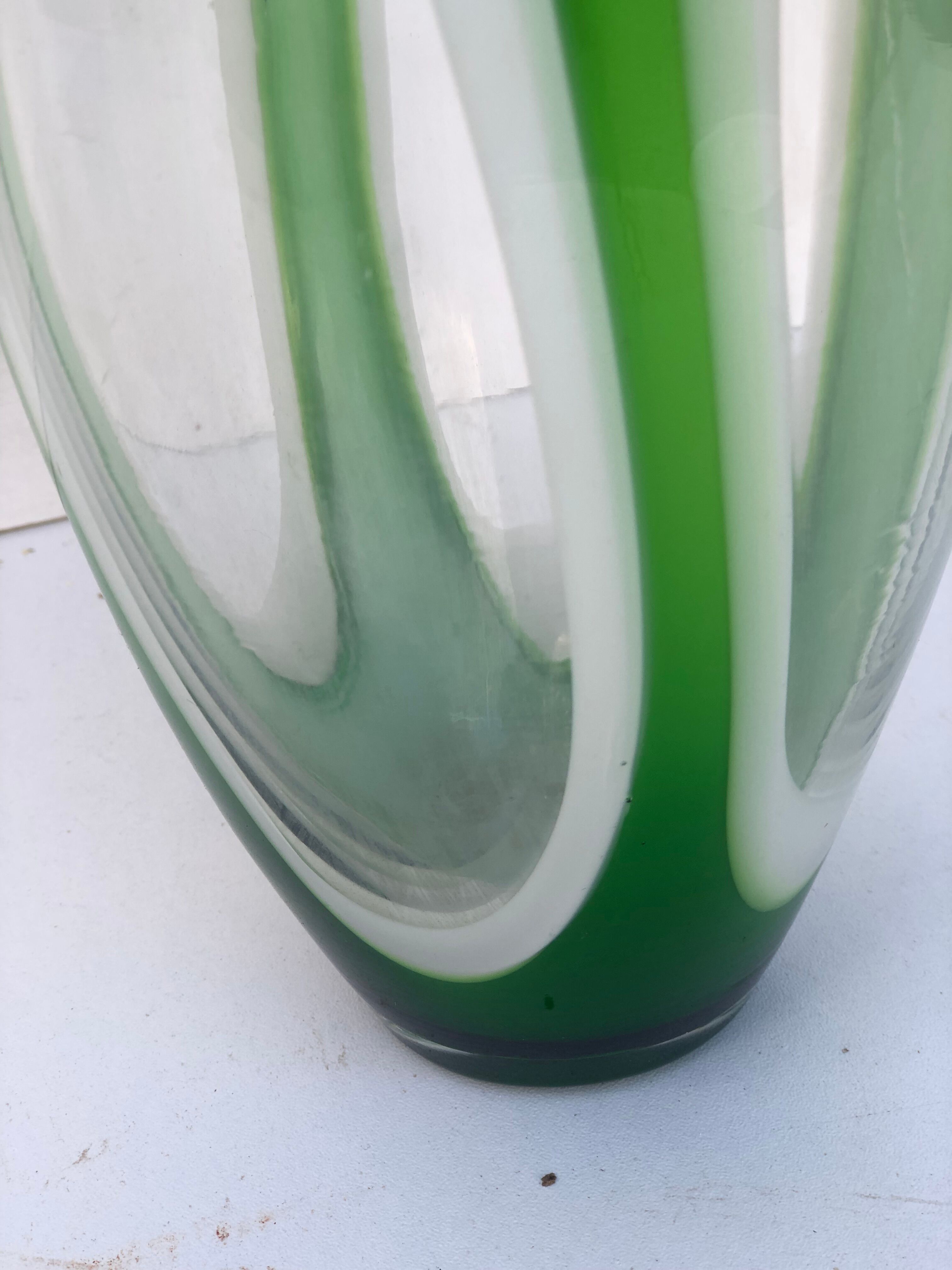 Vintage green glass vase
