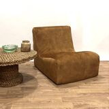 1970s chaise lounge reupholstered in cognac velvet