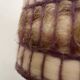 vintage lamp in pyrite sandstone and wool lampshade, La borne 1970
