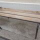 Wooden and vintage metal school bench