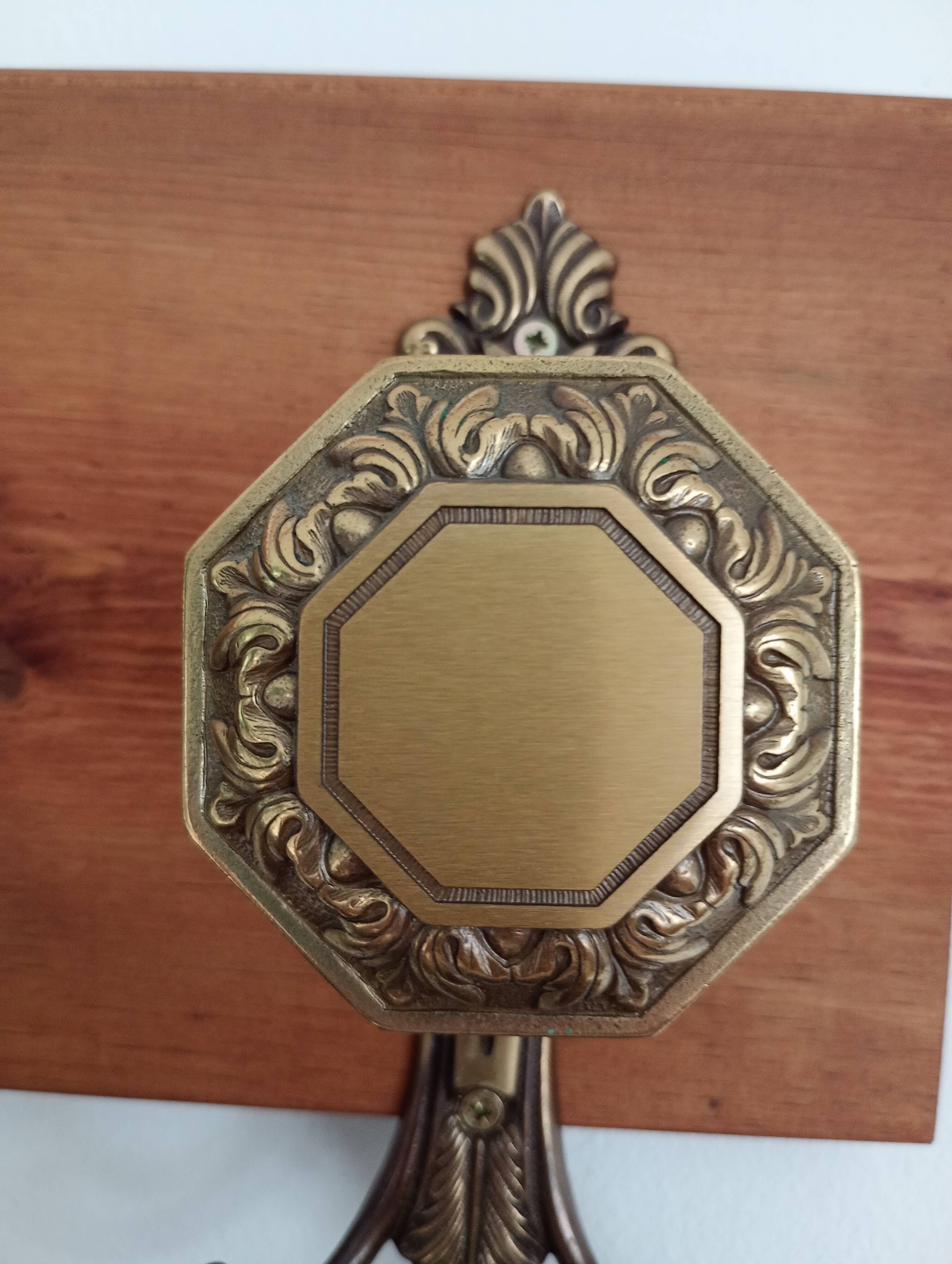 Wall-mounted coat rack 3 hooks brass vcr italy - vintage decoration