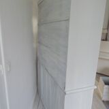 Display case 2 bodies patinated pearl gray waxed finish.