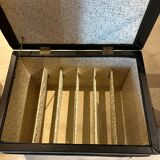 Vinyl storage chest pouf 1970