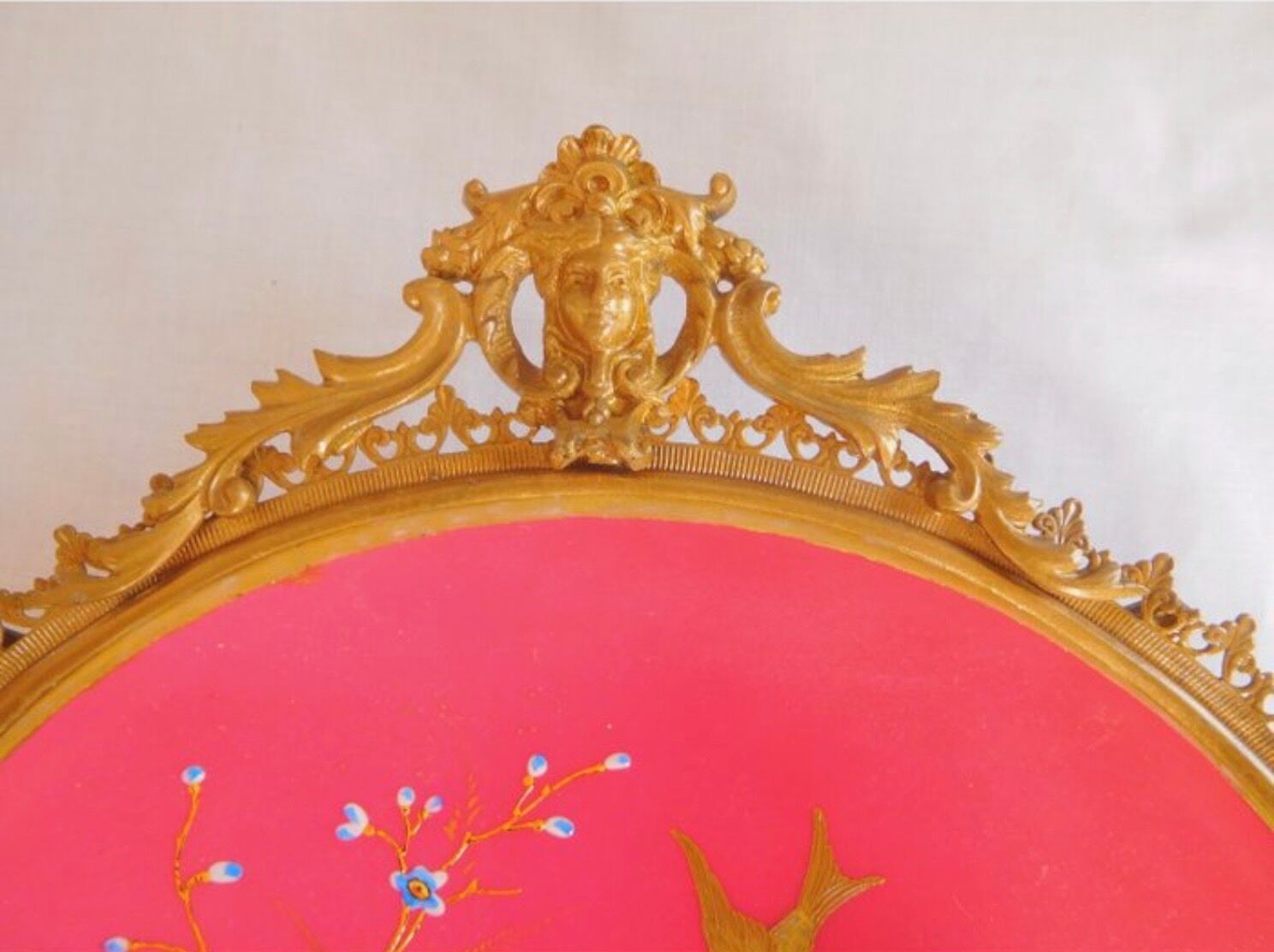 Pair of Napoleon III porcelain and bronze wall lights