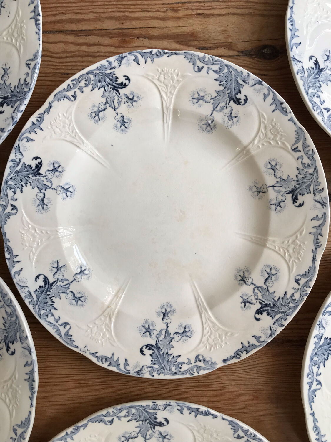Series of 6 old Longwy flat plates