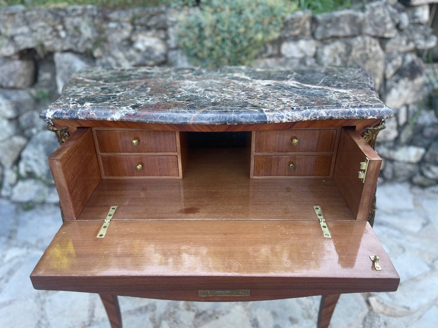 Small Louis XV style desk chest of drawers, 19th century period