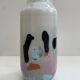 Blown opaline glass vase with coloured inclusions