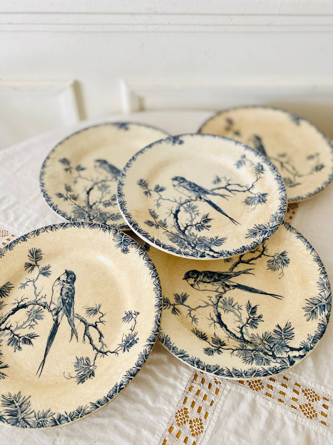 Antique opaque porcelain plates from Gien, Provençal model