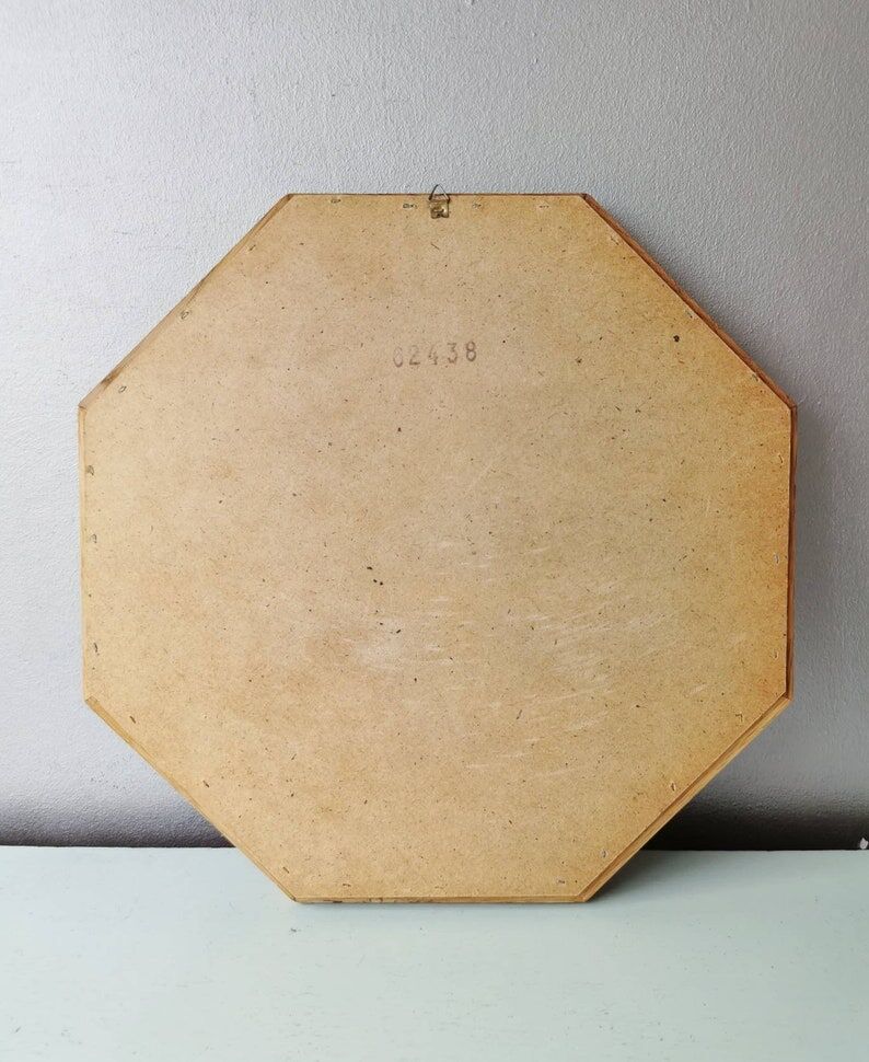 Vintage wooden mirror with cut glass, 80s (54 x 54 cm)