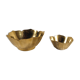 Two brass trundle cups