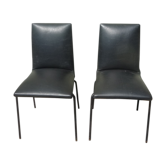 Set of 2 black faux chairs by Pierre Guariche