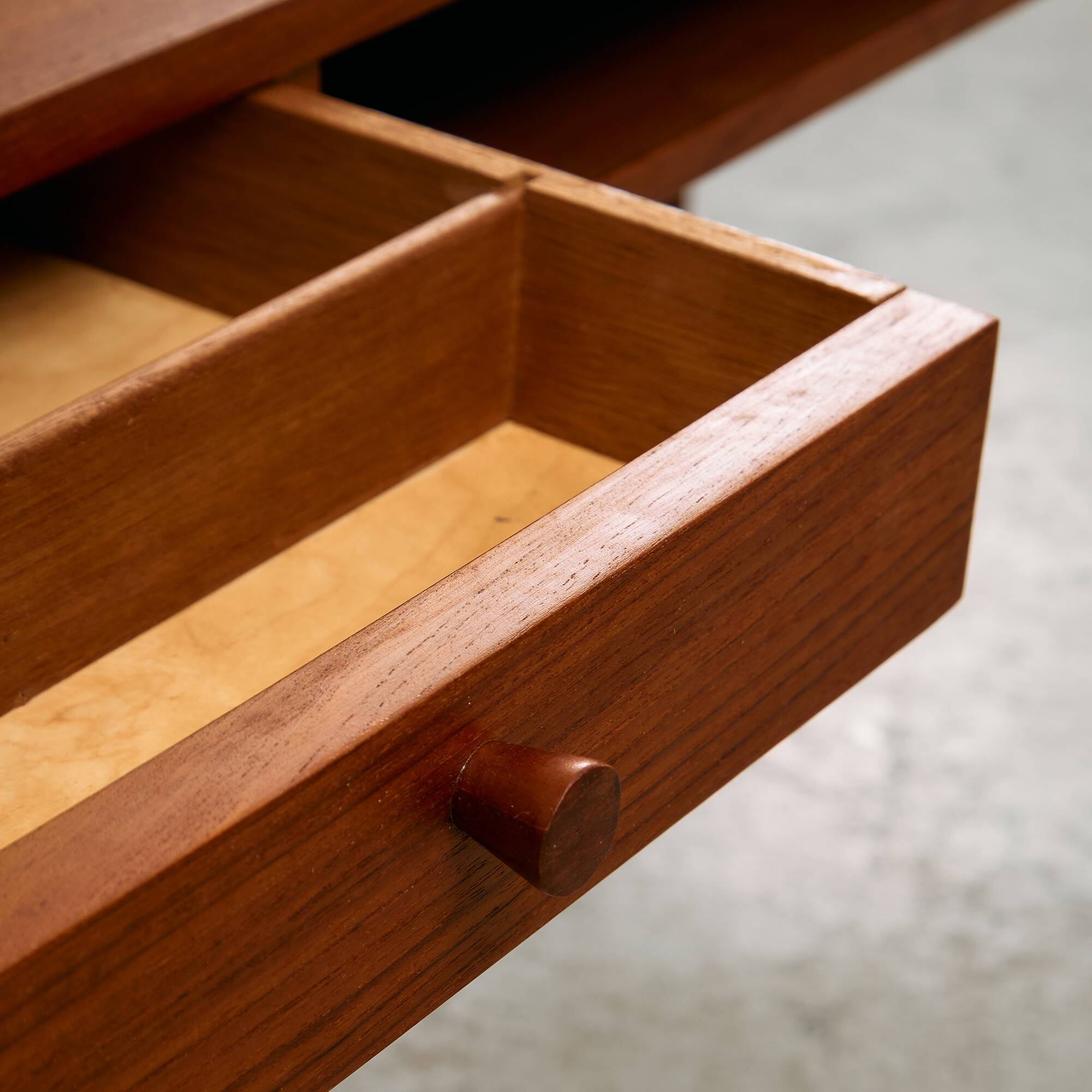 1950s Danish Teak Coffee Table with Drawers and Pull-Out Tray