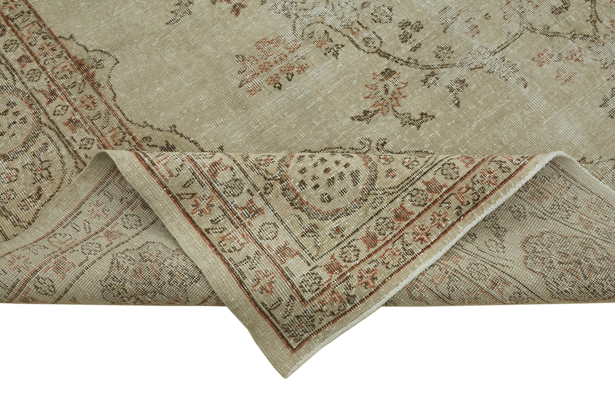 Handmade oriental contemporary 1980s 262 cm x 361 cm beige wool carpet