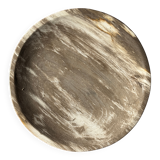 Petrified wood vide poche, circular dish or plate in light beige D25.