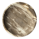 Petrified wood vide poche, circular dish or plate in light beige D25.