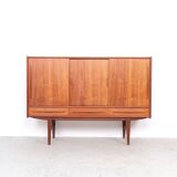 Danish design teak highboard with sliding doors, 1960s