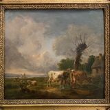 Paire d’huiles sur panneau scènes champêtres Balthazar Paul Ommeganck